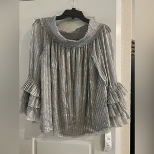 Silver with gold stripes elastic band bottom